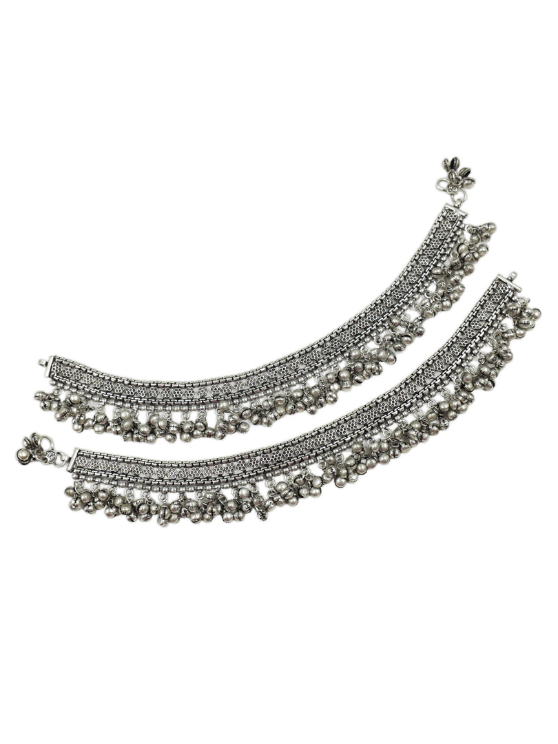 Vaishnavi  Designer Oxidised Silver Anklet