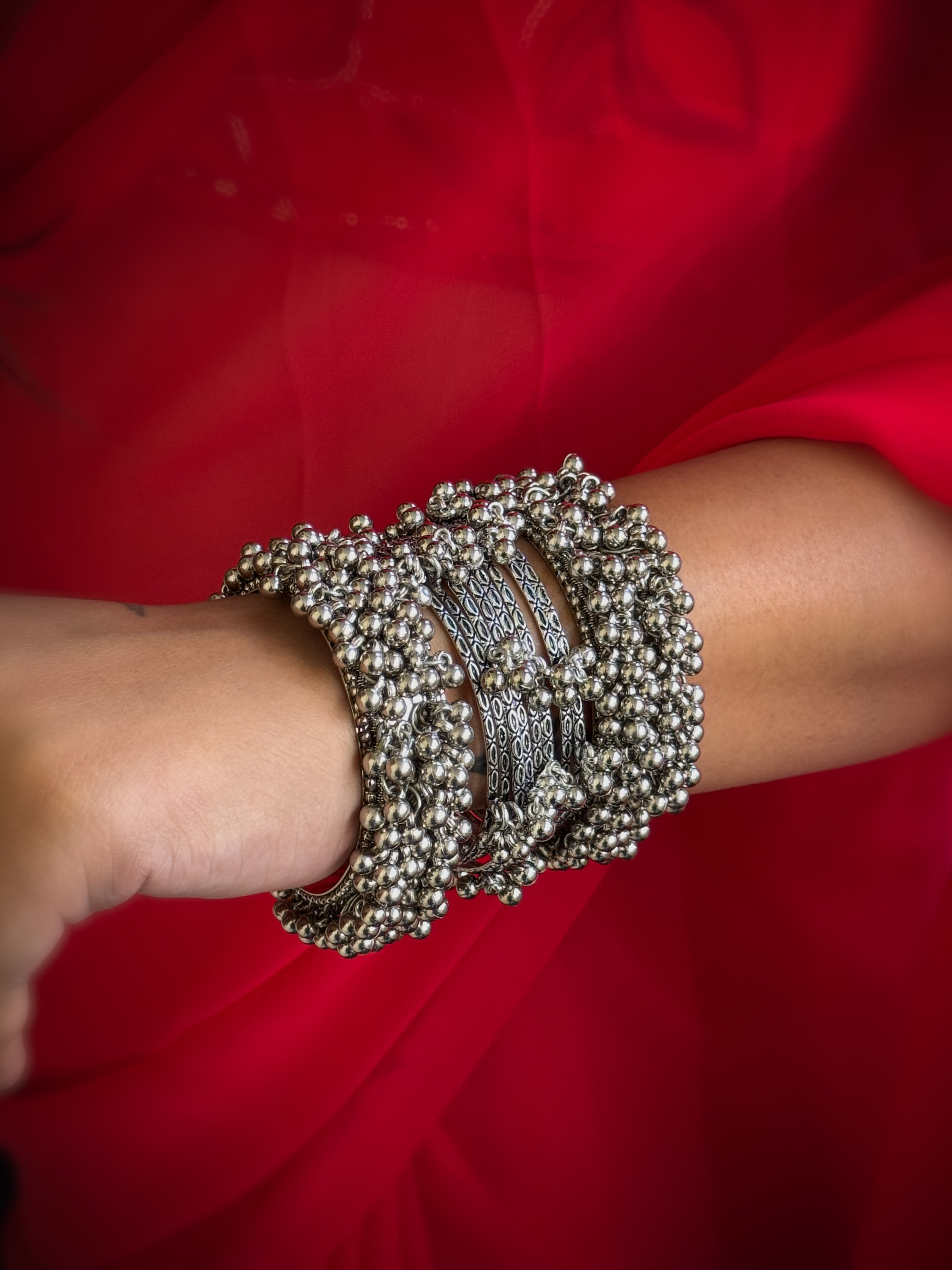 OXIDISED GHUNGHROO BANGLES COMBO