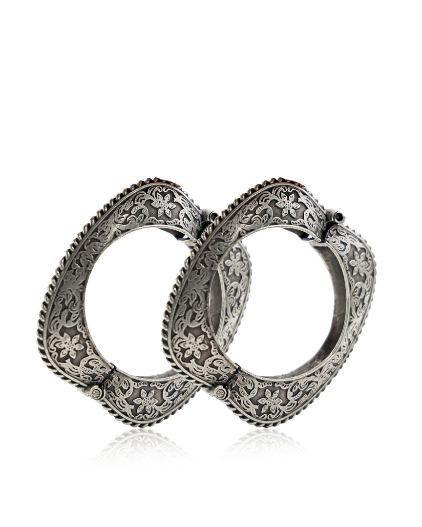 Swara Silver Lookalike Bangle Stack