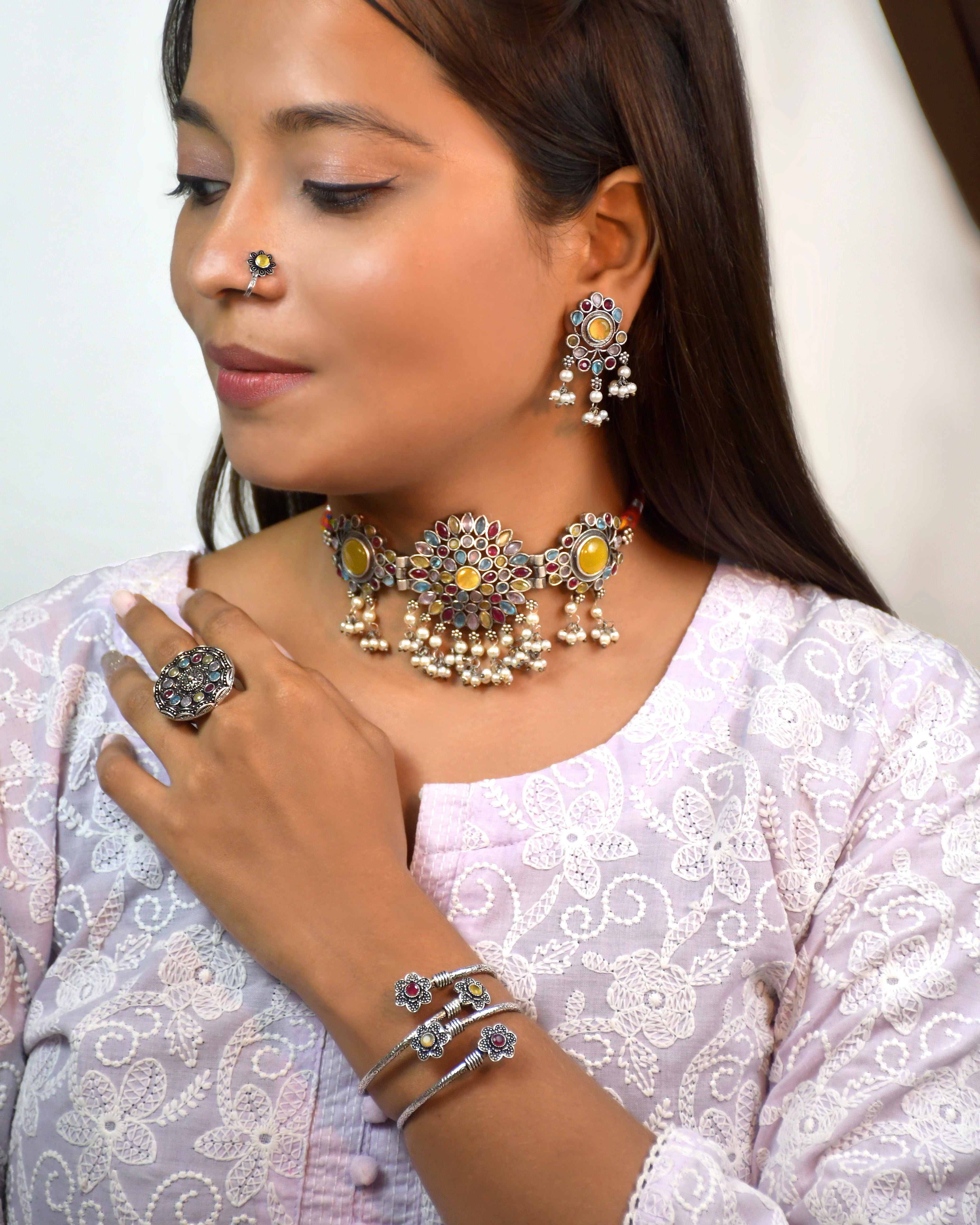 Arnika Stone Jewellery Set Combo