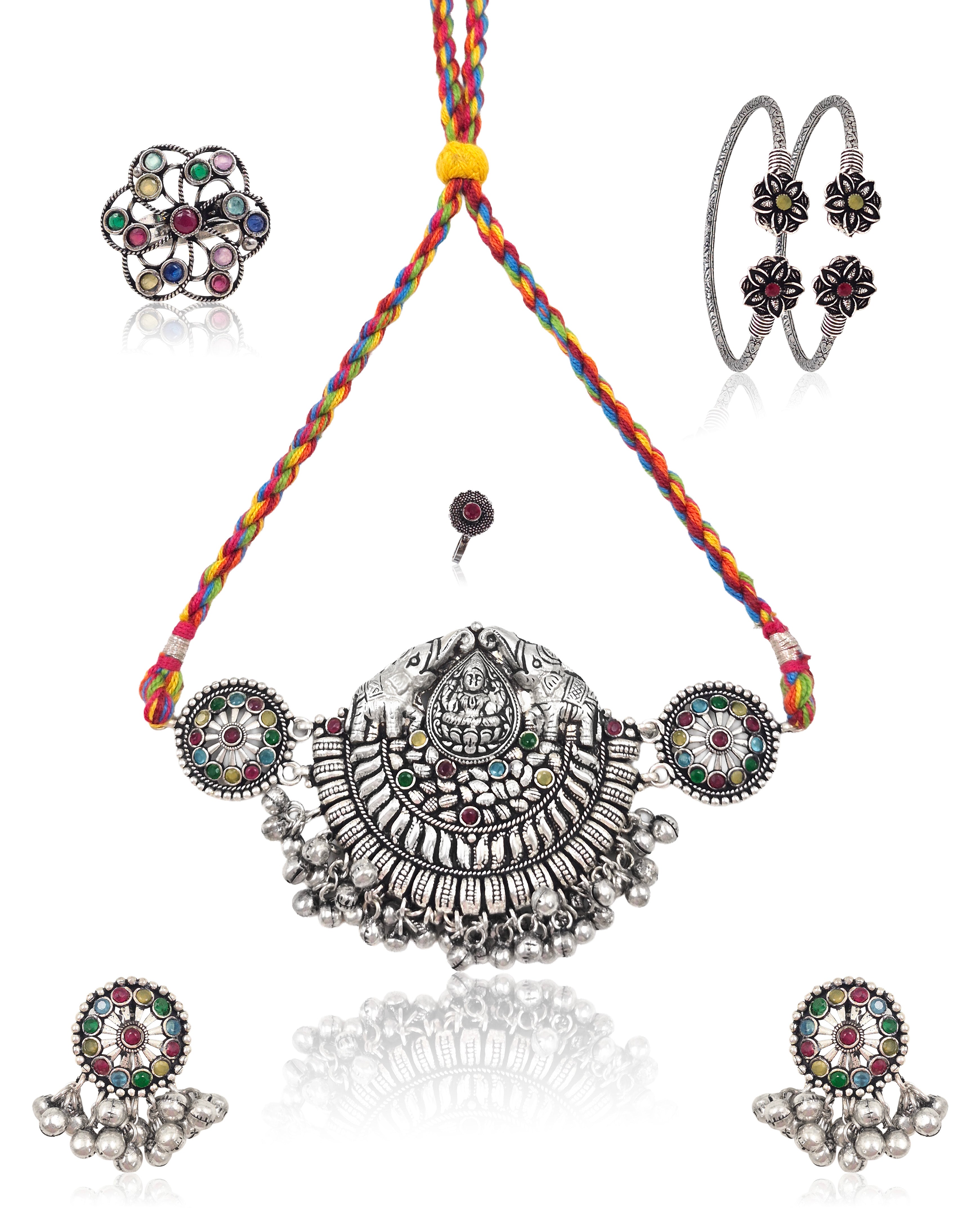 Aarvya Stone Jewellery Set Combo
