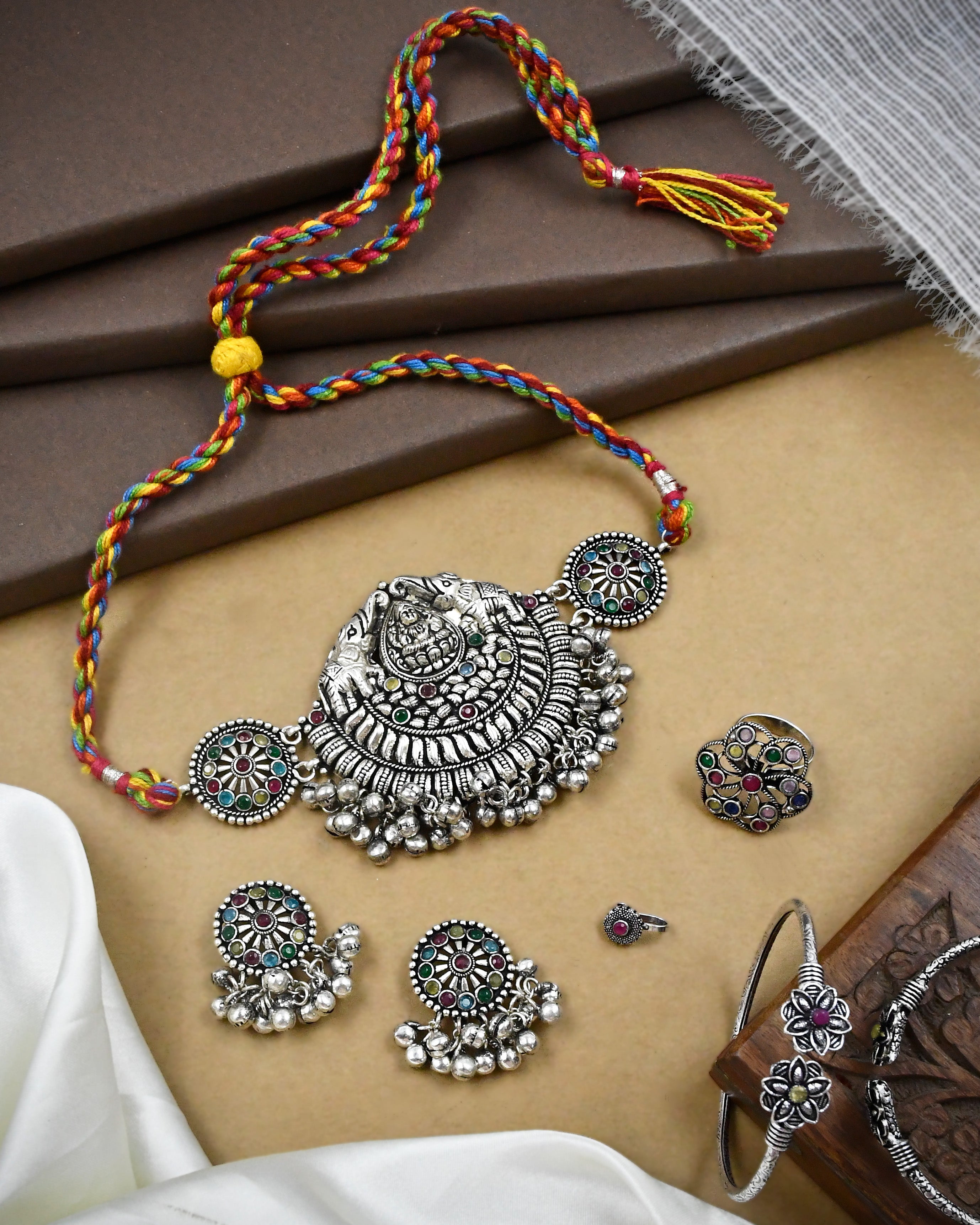Aarvya Stone Jewellery Set Combo