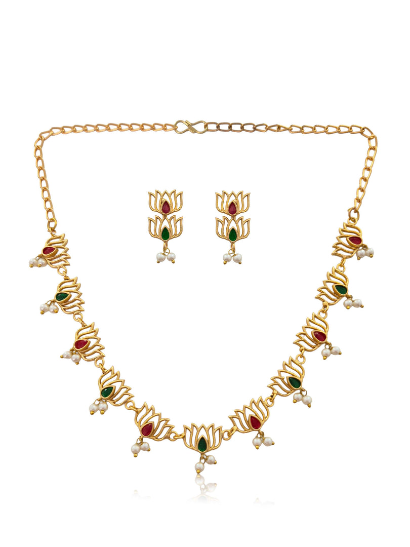 Lotus Stone Necklace Set