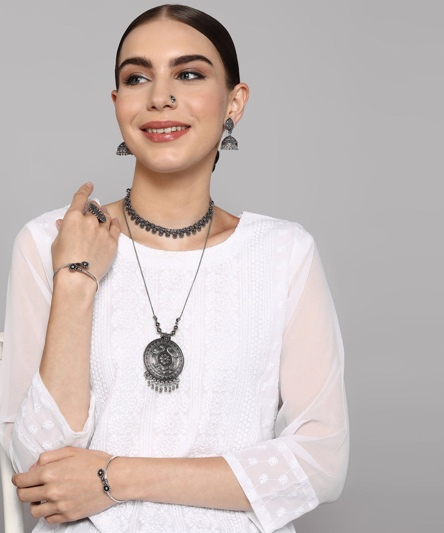 MAHI SILVER OXIDISED JEWELLLERY SET COMBO