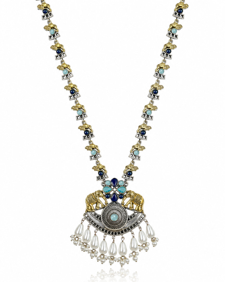 Vamika Dual Tone Stone Necklace Set