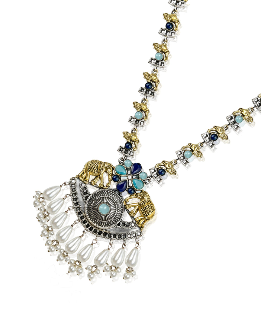 Vamika Dual Tone Stone Necklace Set