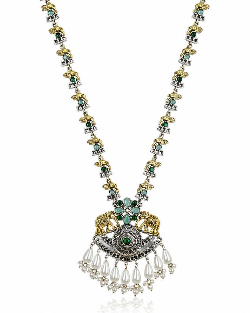 Vamika Dual Tone Stone Necklace Set