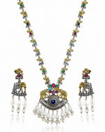 Load image into Gallery viewer, Vamika Dual Tone Stone Necklace Set