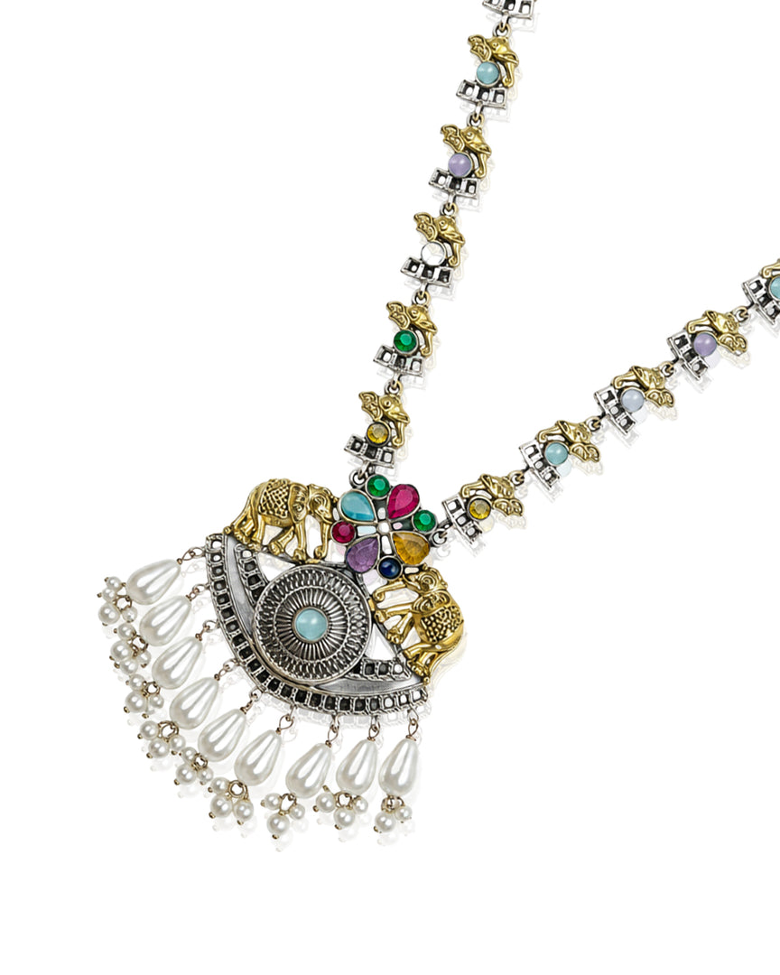Vamika Dual Tone Stone Necklace Set
