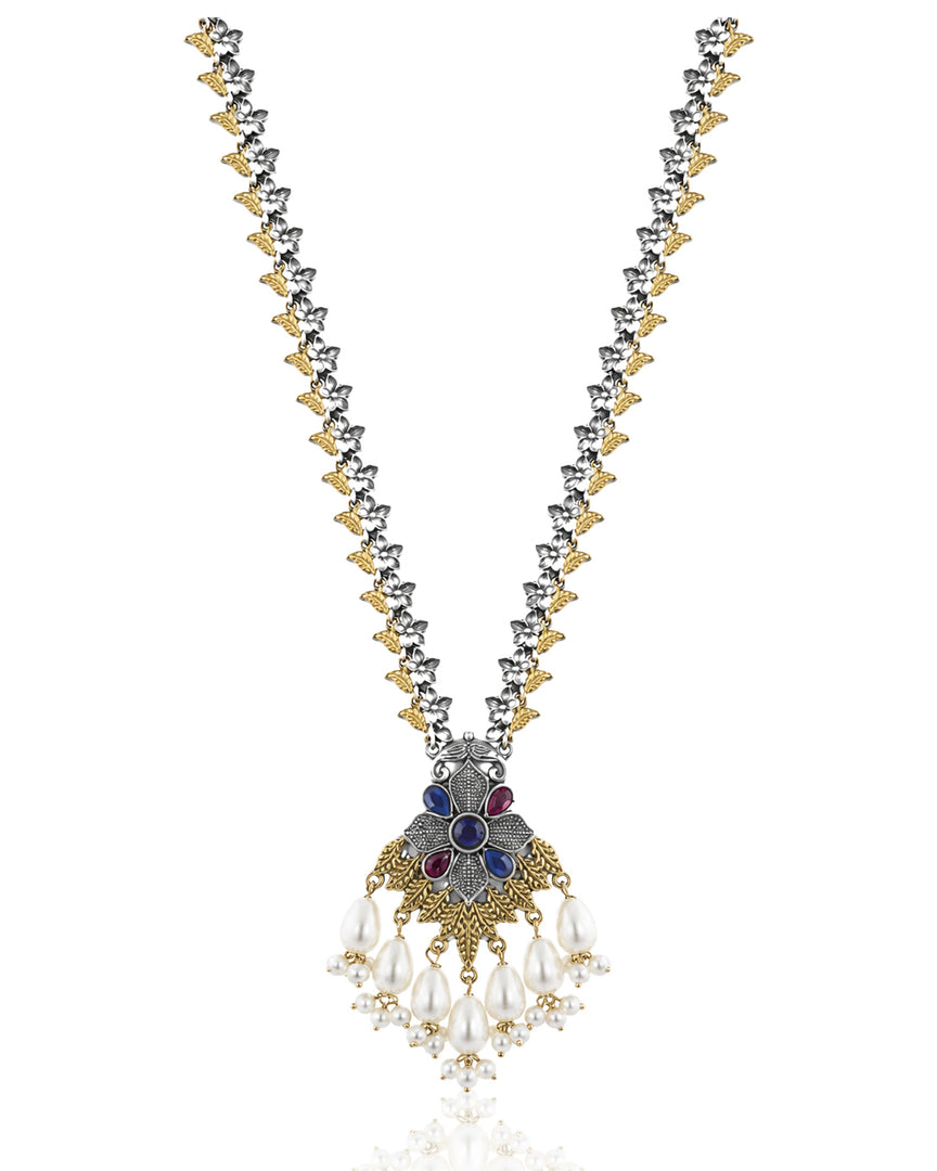 kanak Dual Tone Stone Necklace Set