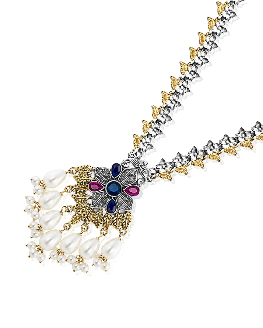 kanak Dual Tone Stone Necklace Set