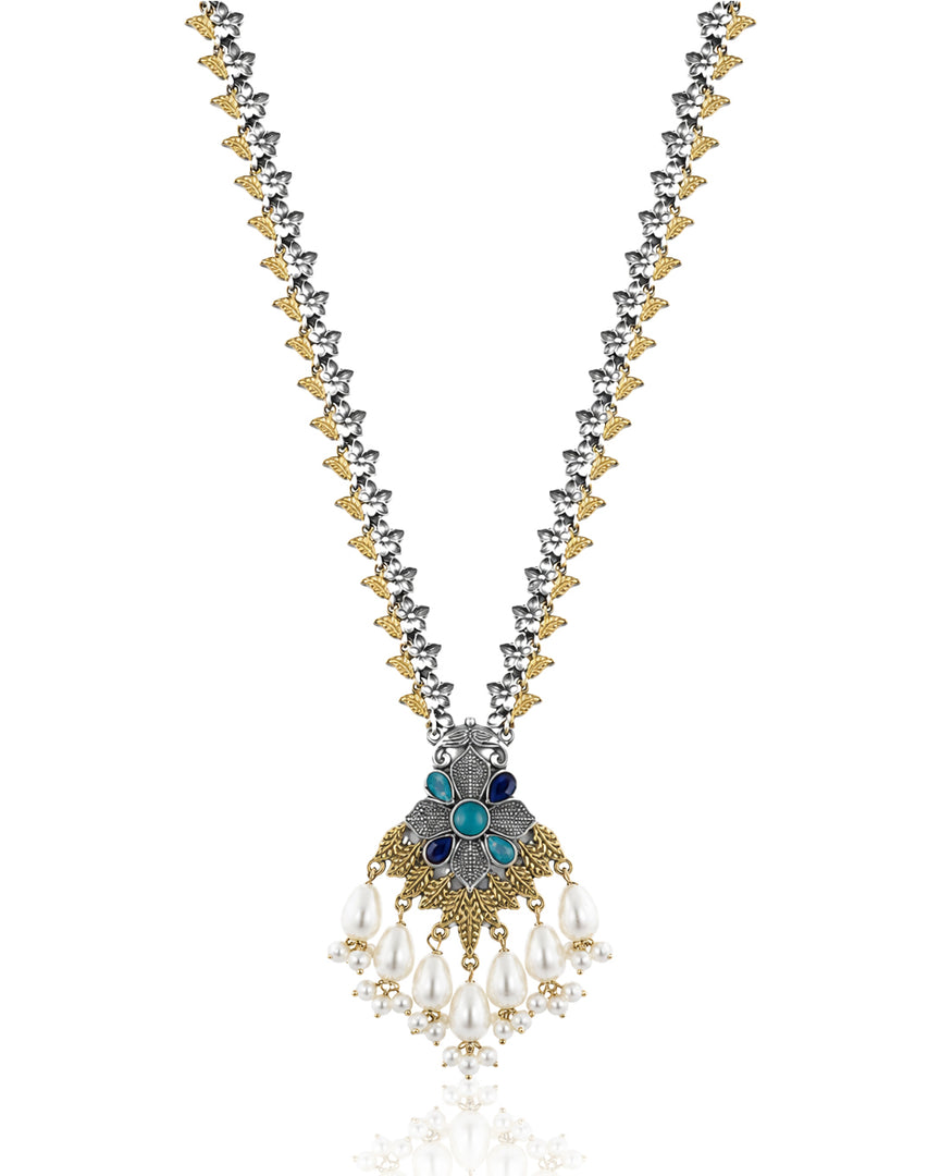 kanak Dual Tone Stone Necklace Set