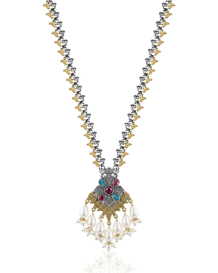kanak Dual Tone Stone Necklace Set
