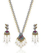 Load image into Gallery viewer, kanak Dual Tone Stone Necklace Set