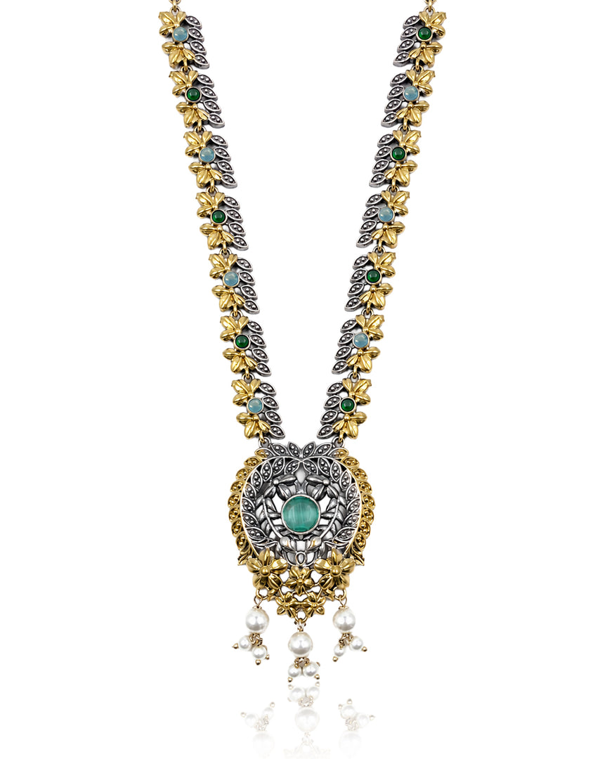Akriti Dual Tone Stone Necklace Set