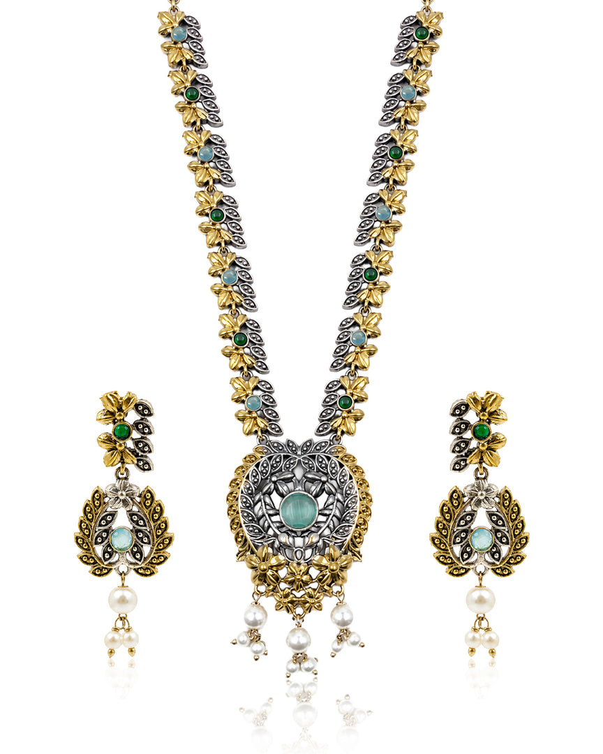 Akriti Dual Tone Stone Necklace Set