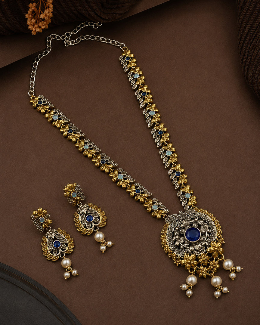 Akriti Dual Tone Stone Necklace Set