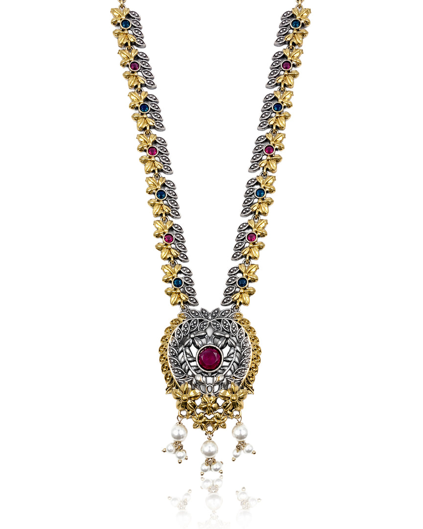 Akriti Dual Tone Stone Necklace Set