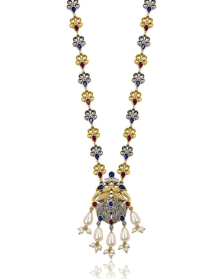 Krishna Dual tone Stone Necklace Set