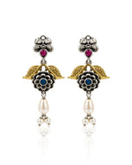 Load image into Gallery viewer, Krishna Dual tone Stone Necklace Set