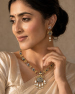 Load image into Gallery viewer, Krishna Dual tone Stone Necklace Set