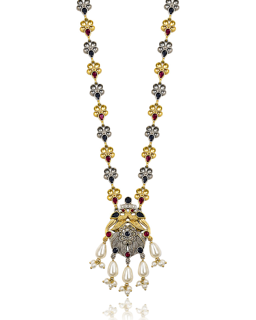 Krishna Dual tone Stone Necklace Set