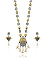 Load image into Gallery viewer, Krishna Dual tone Stone Necklace Set