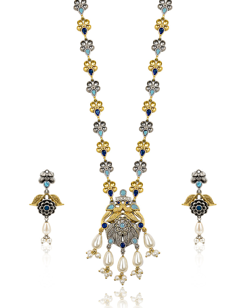 Krishna Dual tone Stone Necklace Set