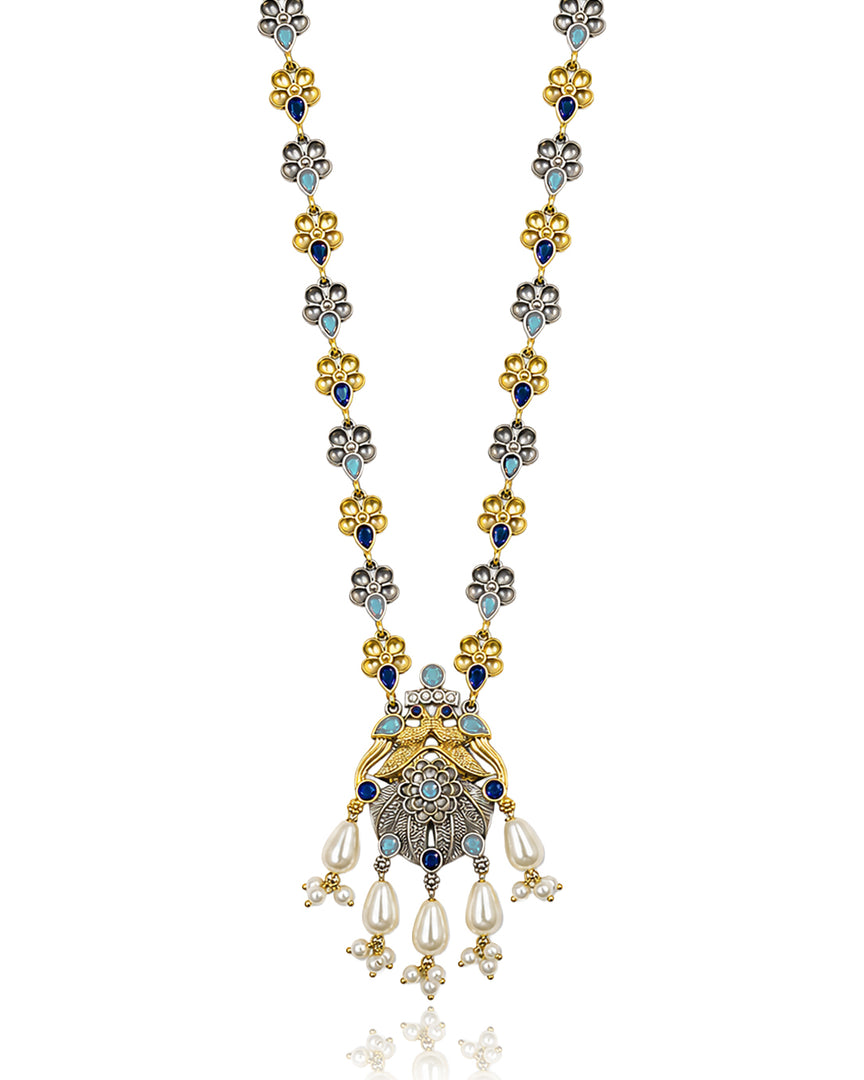 Krishna Dual tone Stone Necklace Set