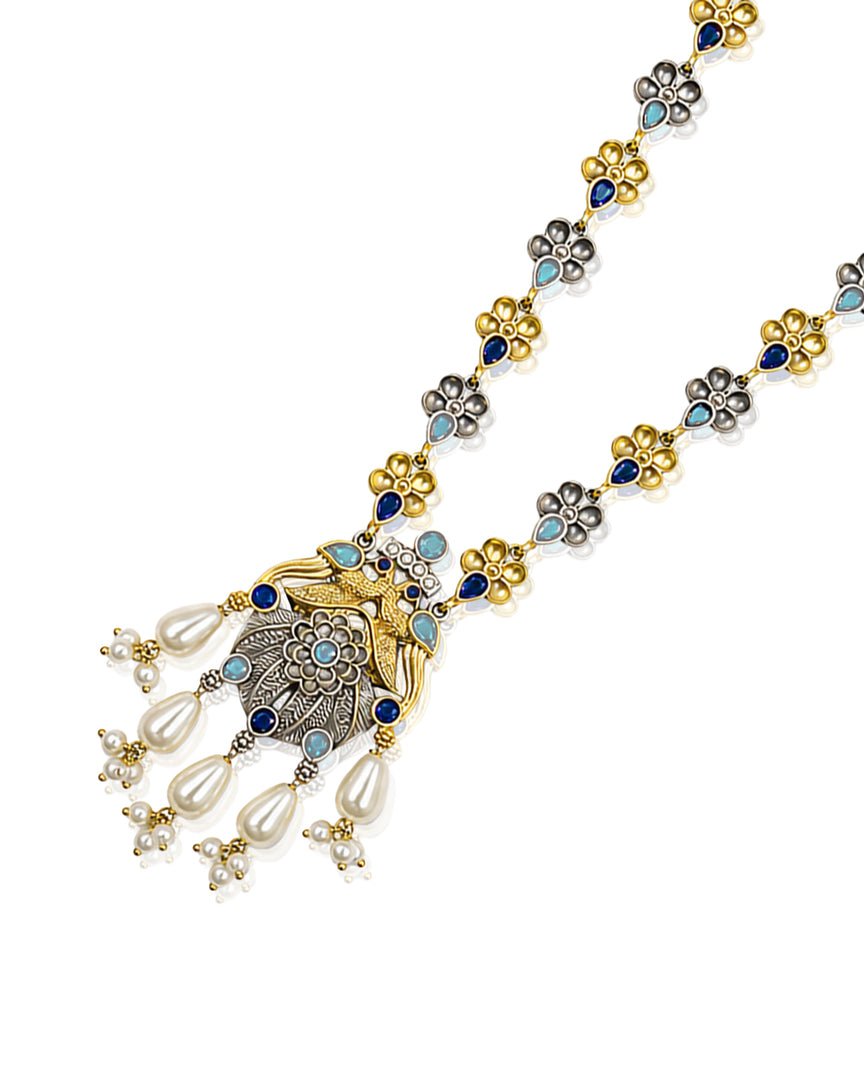 Krishna Dual tone Stone Necklace Set