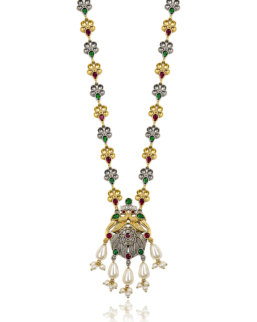 Krishna Dual tone Stone Necklace Set
