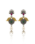 Load image into Gallery viewer, Krishna Dual tone Stone Necklace Set