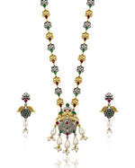 Load image into Gallery viewer, Krishna Dual tone Stone Necklace Set
