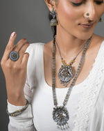 Load image into Gallery viewer, 2-TONE DOUBLE NECKLACE JEWELLERY SET COMBO