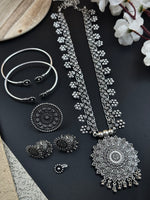 Load image into Gallery viewer, OXIDISED SILVER JEWELLERY SET COMBO
