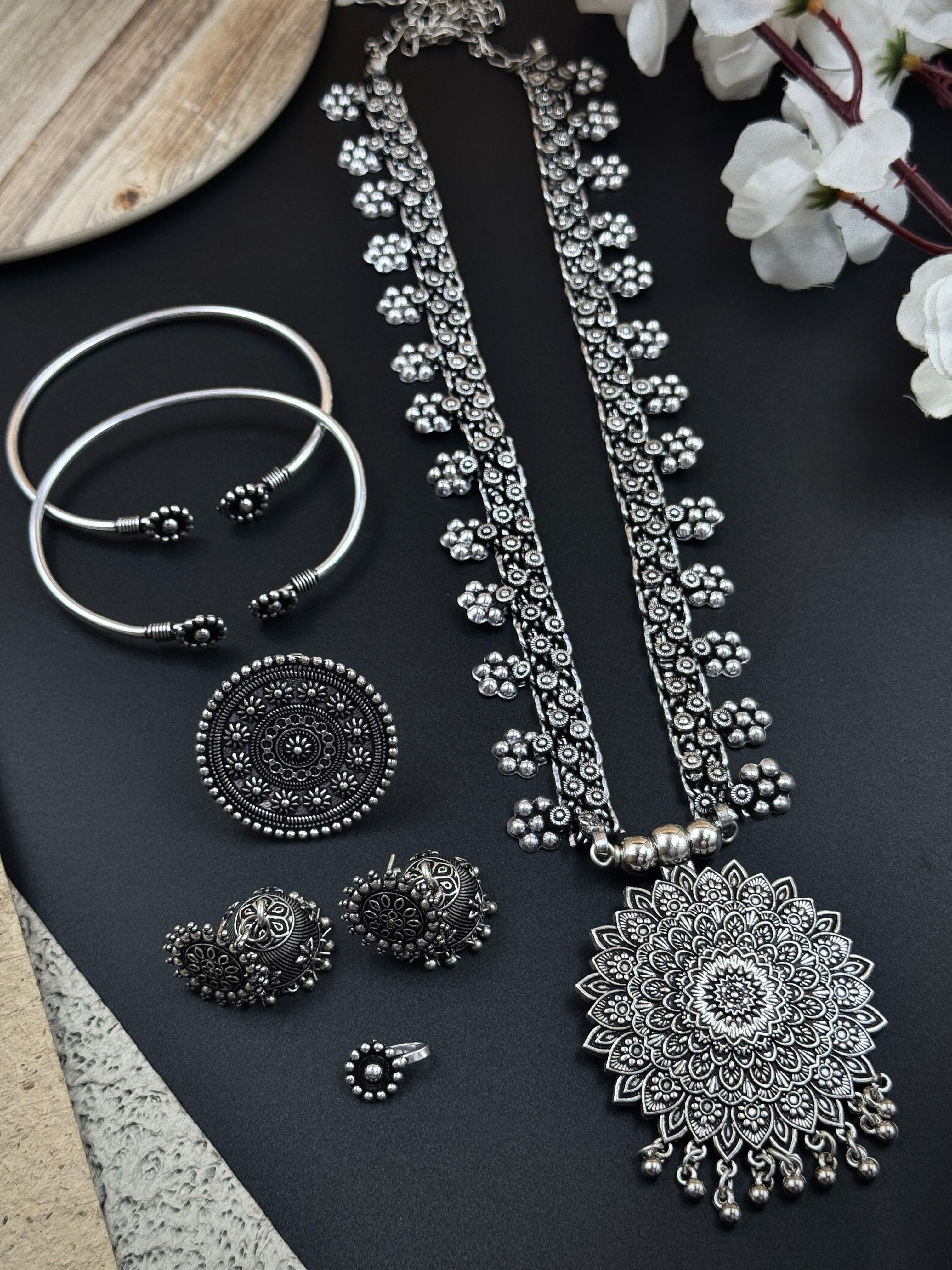 OXIDISED SILVER JEWELLERY SET COMBO