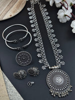 Load image into Gallery viewer, OXIDISED SILVER JEWELLERY SET COMBO