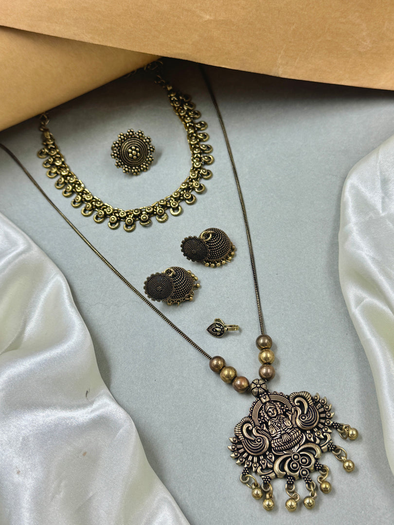 Oxidised Golden Jewellery Set