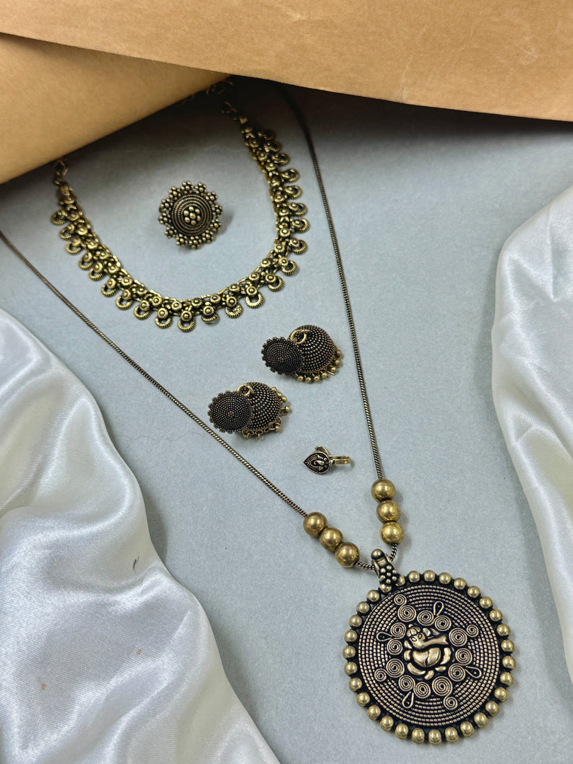 Oxidised Golden Jewellery Set