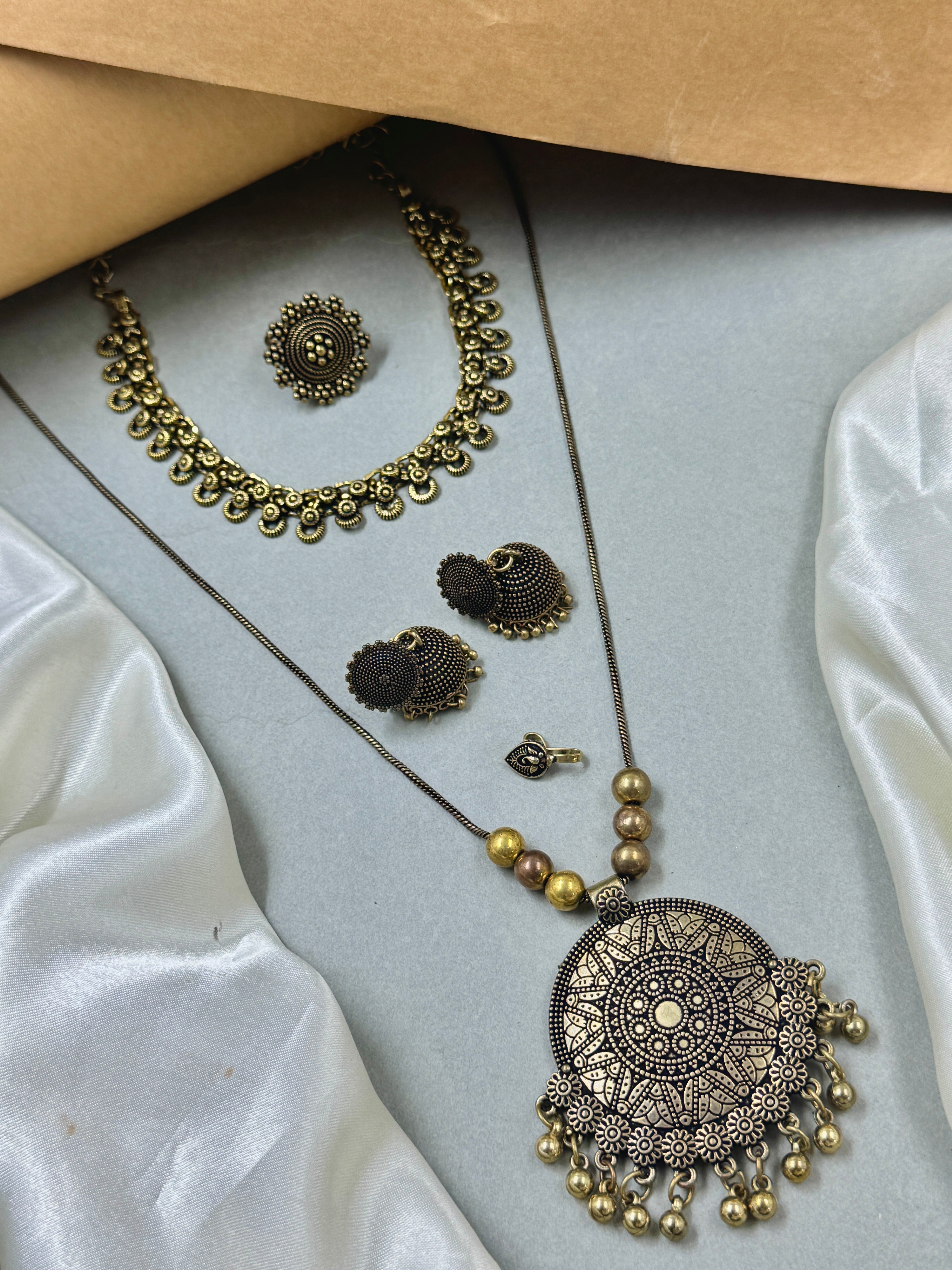 OXIDISED GOLDEN JEWELLERY SET COMBO