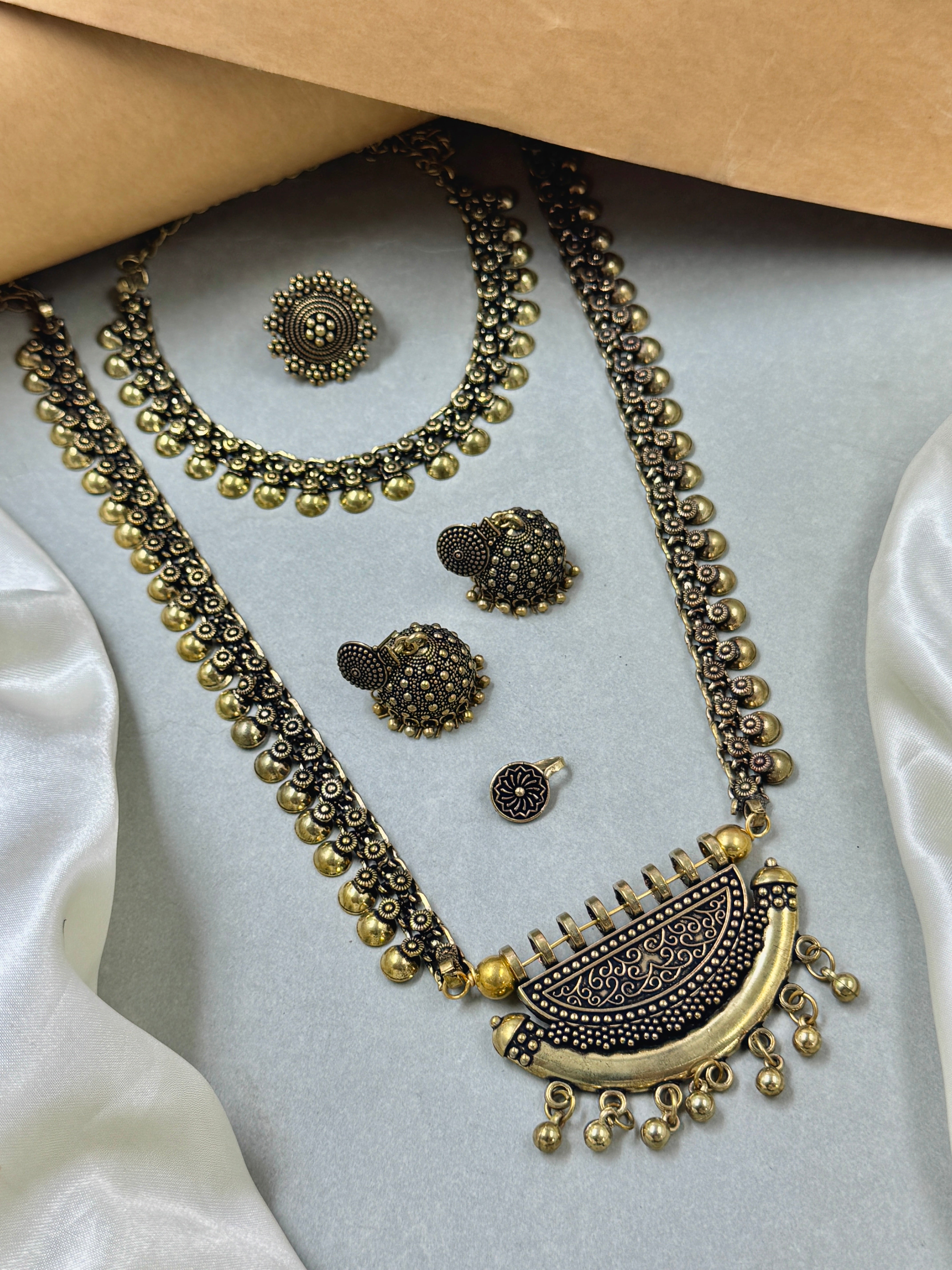JIYA OXIDISED GOLDEN JEWELLERY SET COMBO