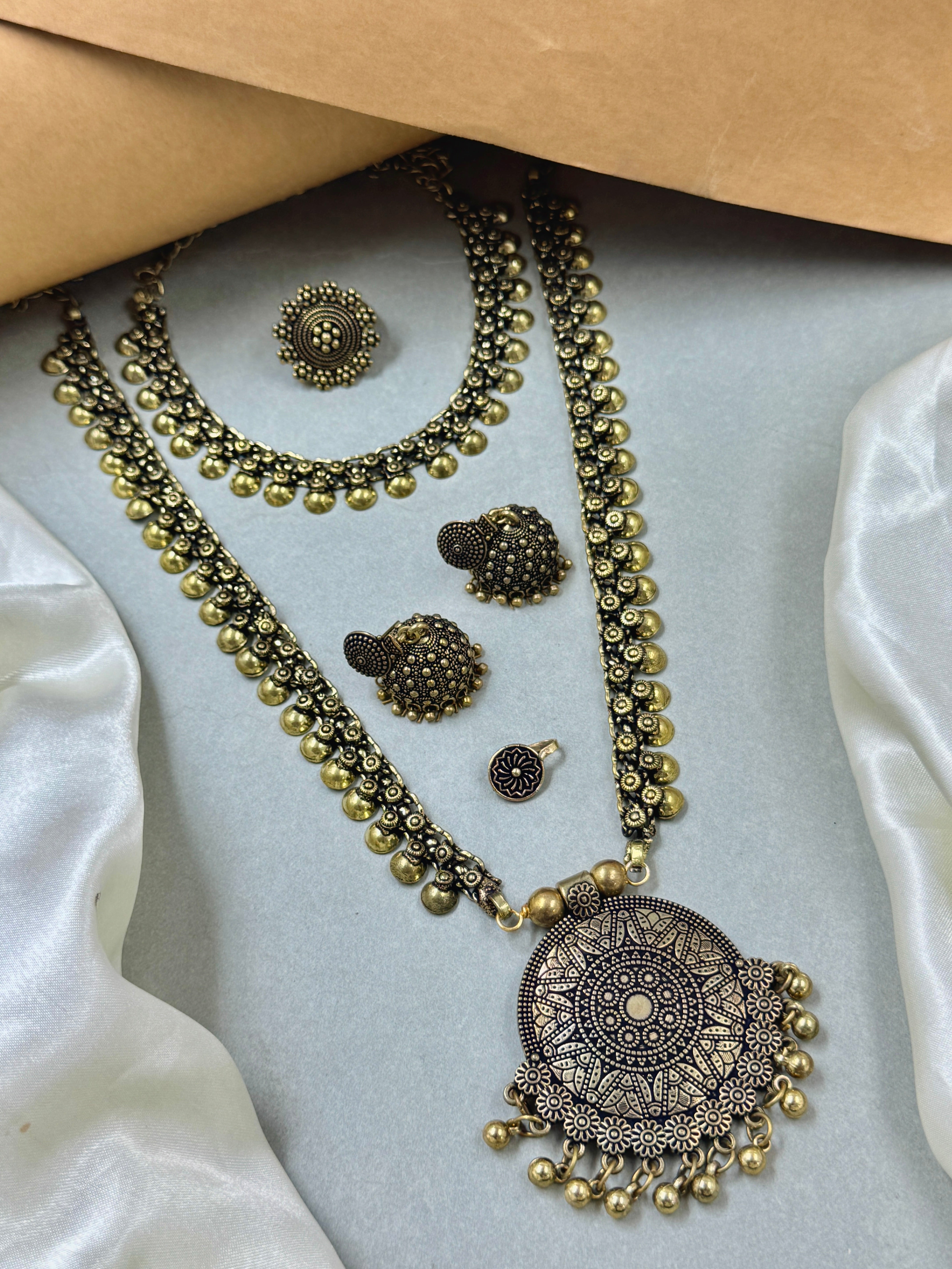 JIYA OXIDISED GOLDEN JEWELLERY SET COMBO