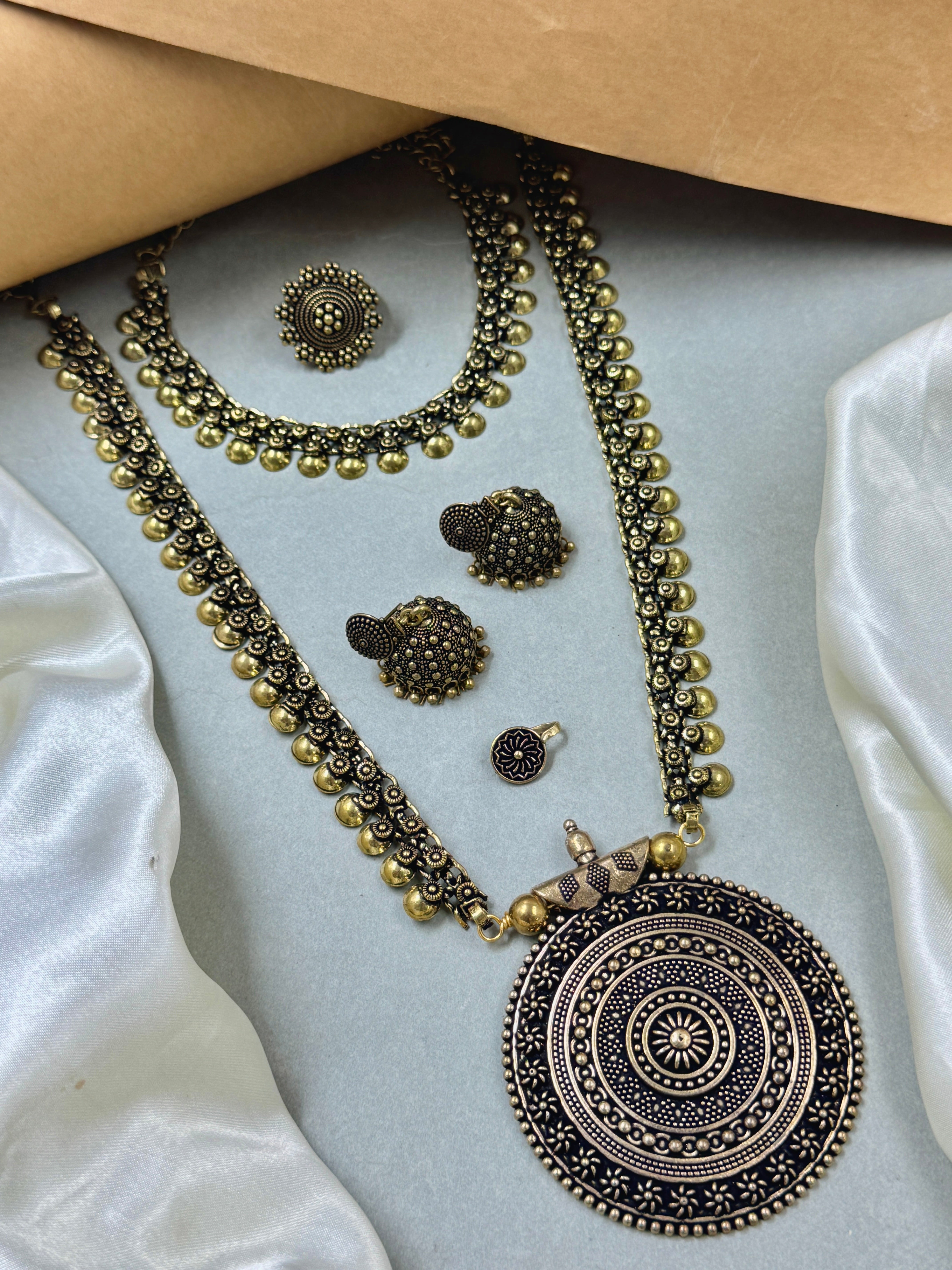 JIYA OXIDISED GOLDEN JEWELLERY SET COMBO