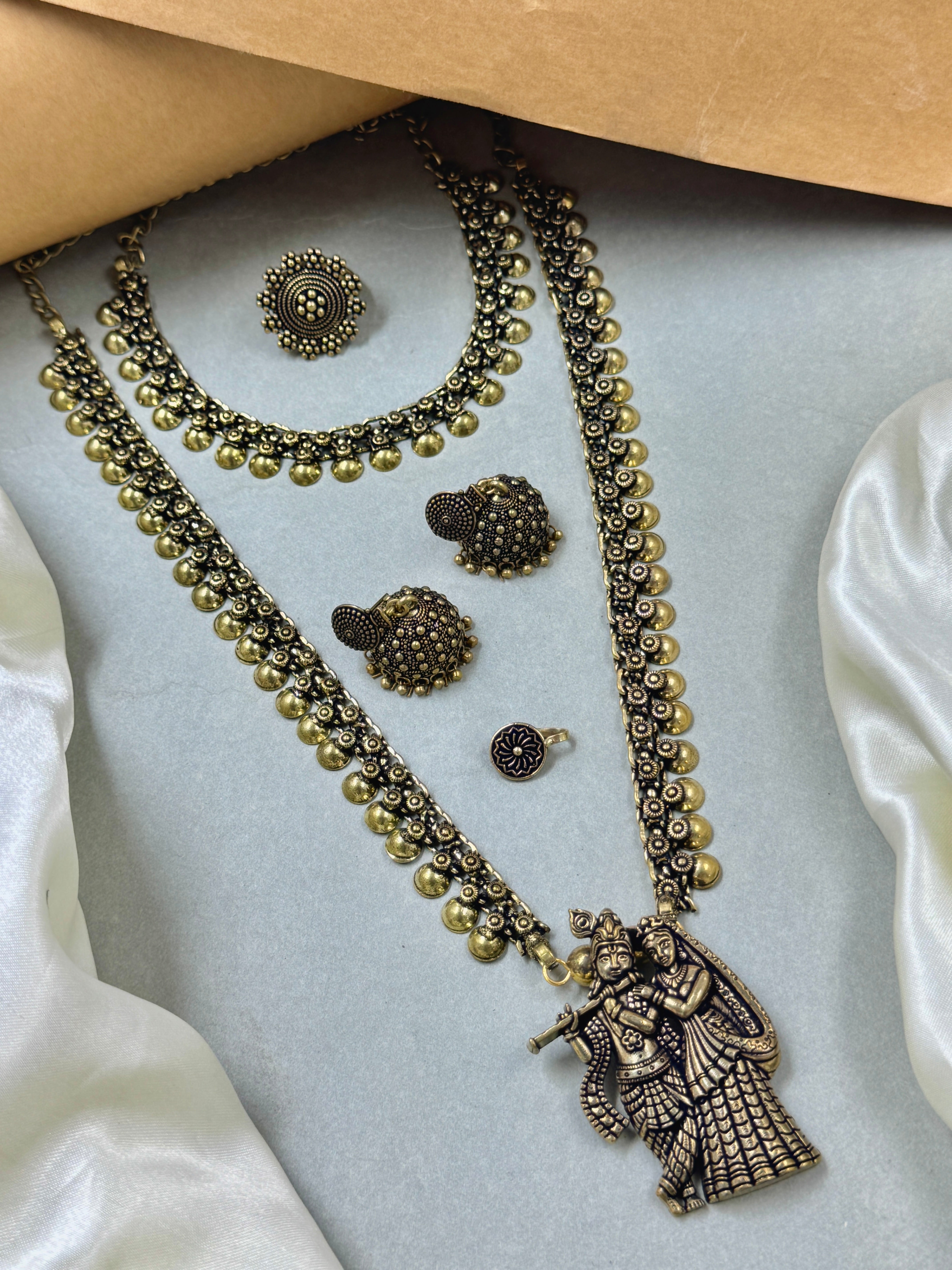 JIYA OXIDISED GOLDEN JEWELLERY SET COMBO