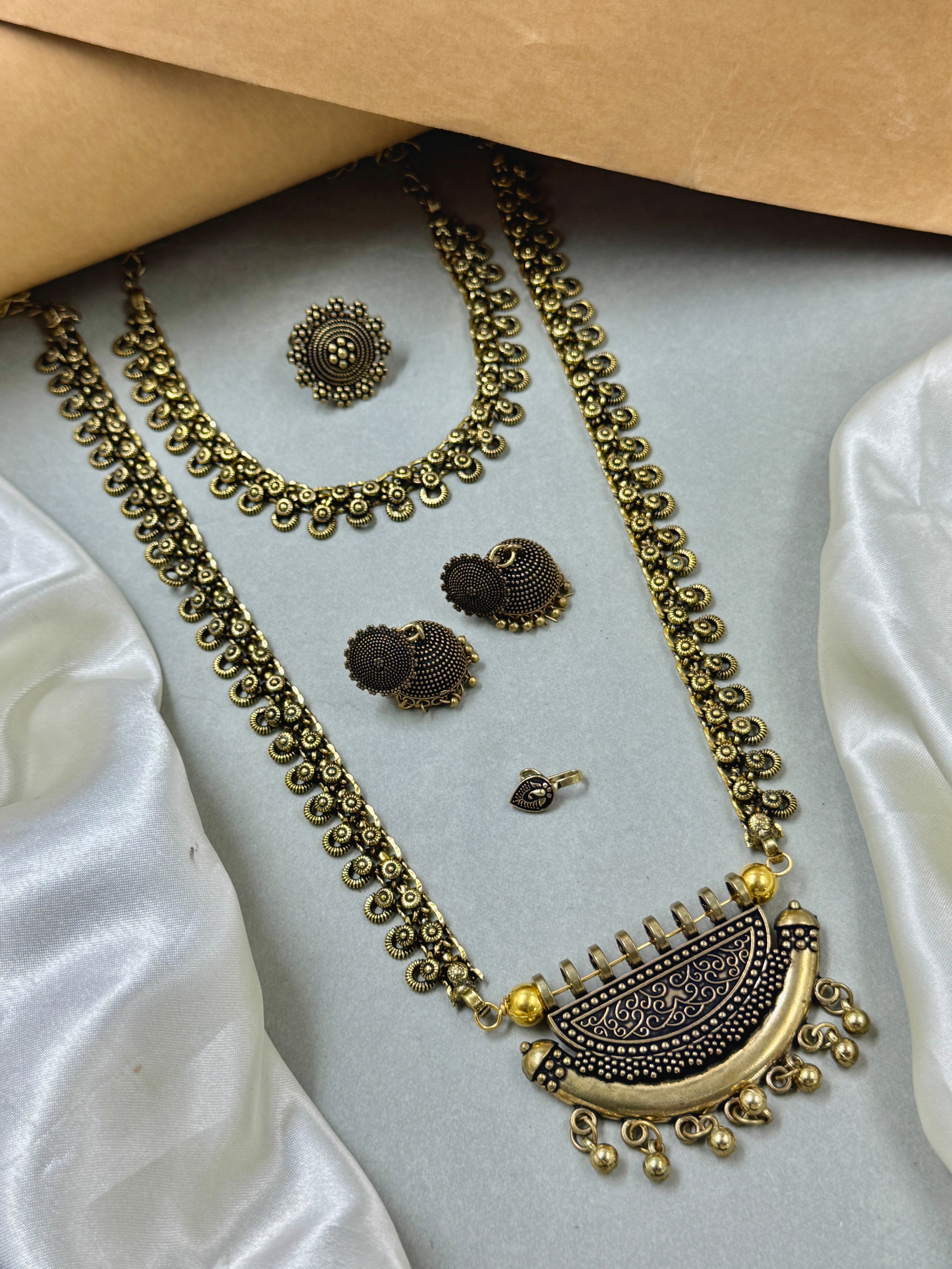 TANYA OXIDISED GOLDEN JEWELLERY SET COMBO