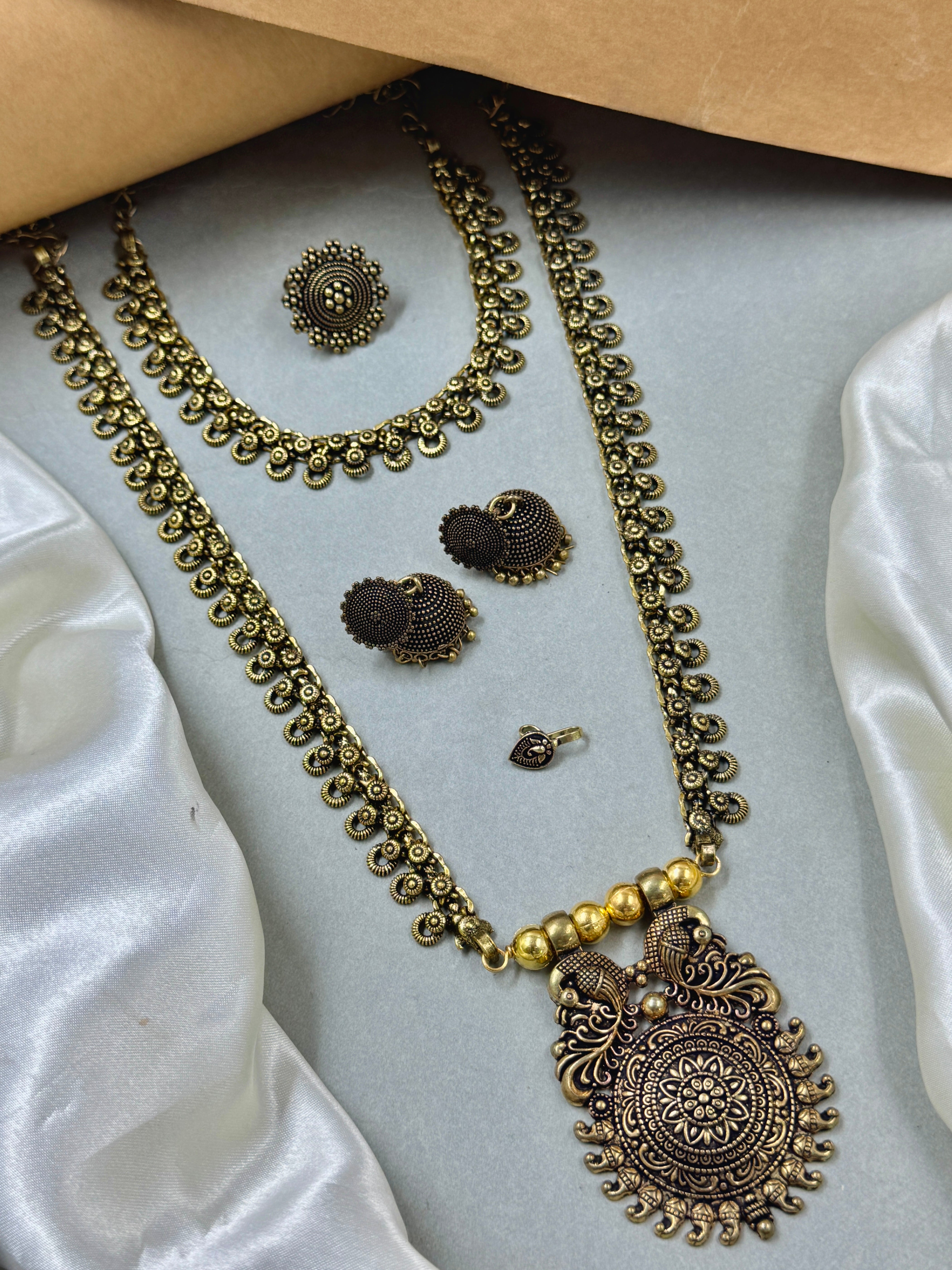 TANYA OXIDISED GOLDEN JEWELLERY SET COMBO