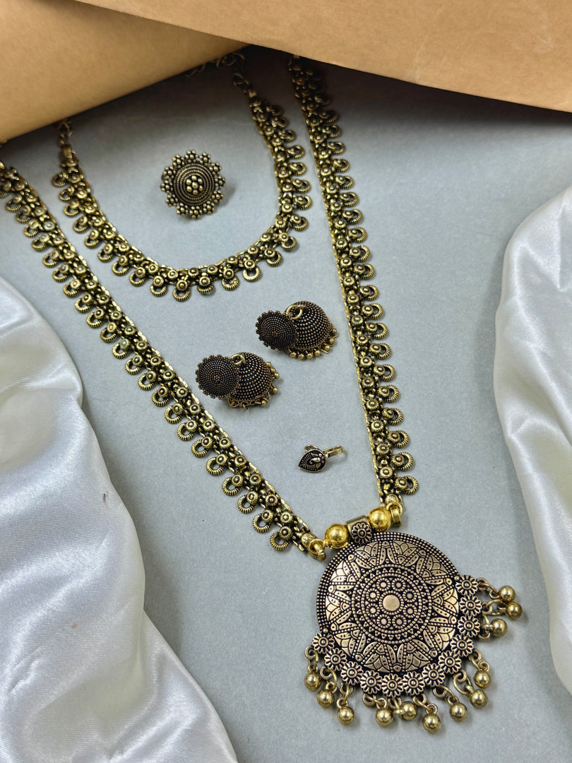 Tanya Oxidised Golden Jewellery Set Combo