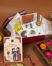 Rakhi Gift Hamper for Sister with stone necklace set, jhumkas and kada - Naman Arts