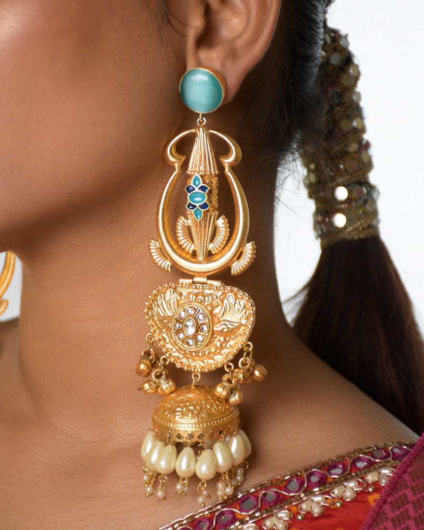 Crimson Golden Earrings