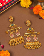Load image into Gallery viewer, Handcrafted artisan earrings from golden Rakshabandhan hamper - Naman Arts
